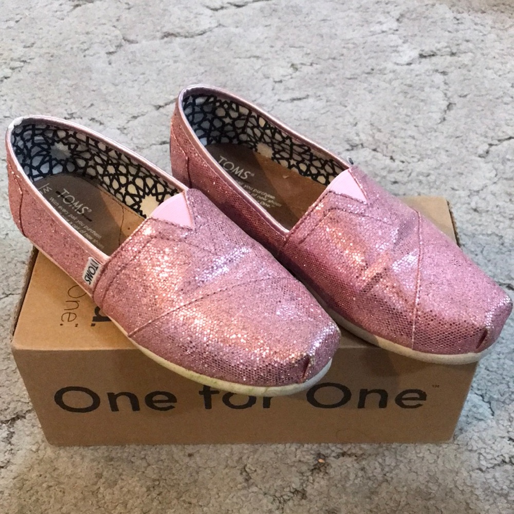 TOMS Pink Glitter Shoes